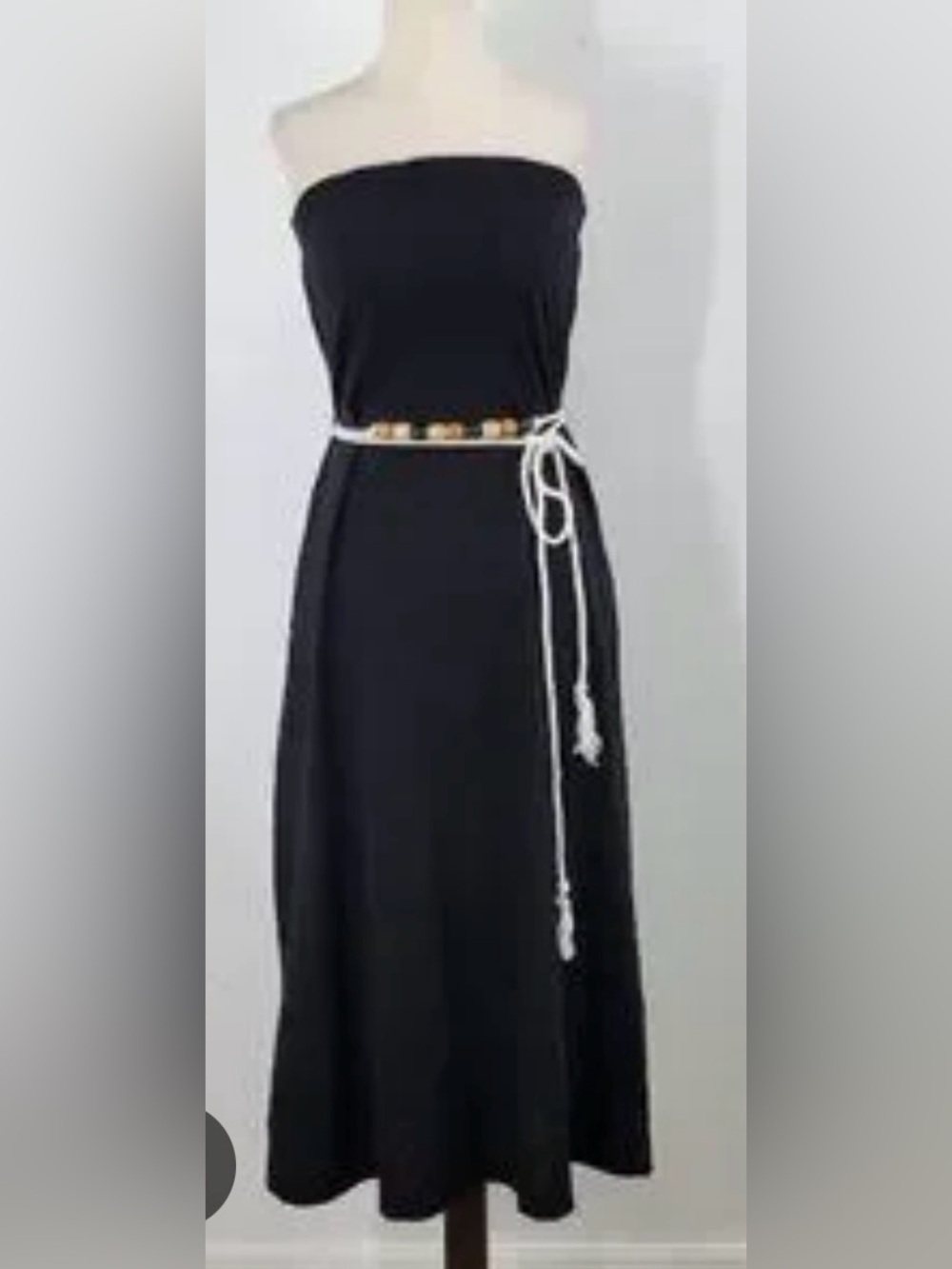 Strapless Black Maxi Dress with Rope Belt